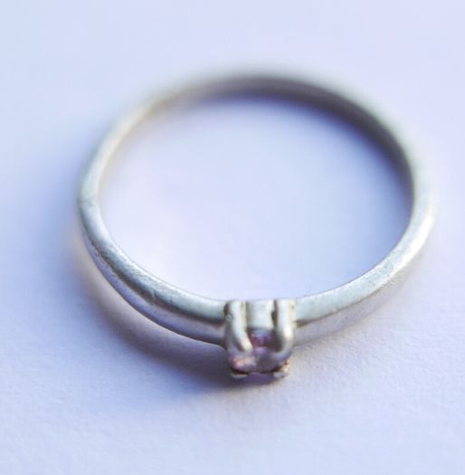 Vintage Serling Silver 925 Ruby Pebble Stacking Ring Size J1/2 - 1,2g