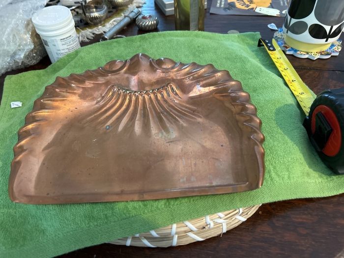 retro copper crumb tray with makers mark