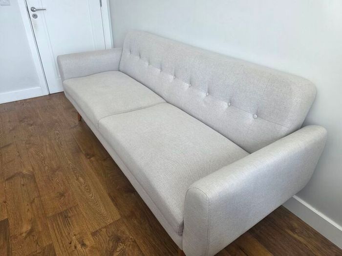 3 Seater Sofa Bed Light Grey Fabric Excellent Condition