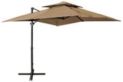 Cantilever Umbrella with Double Top 250x250 cm Taupe
