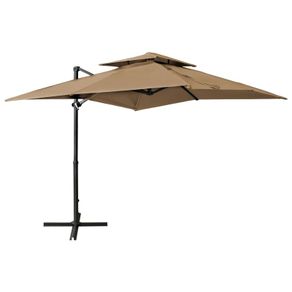 Cantilever Umbrella with Double Top 250x250 cm Taupe