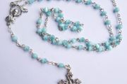 Vintage Rosary with Blue Crystal Beads length 15"