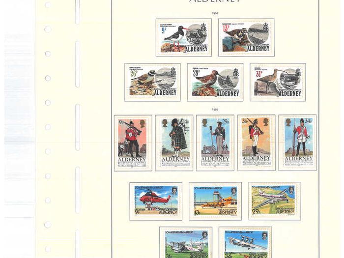 1983-1999 Alderney Stamp collection including commemorative and definitive stamps on Lighthouse hingeless pages (16 pages)