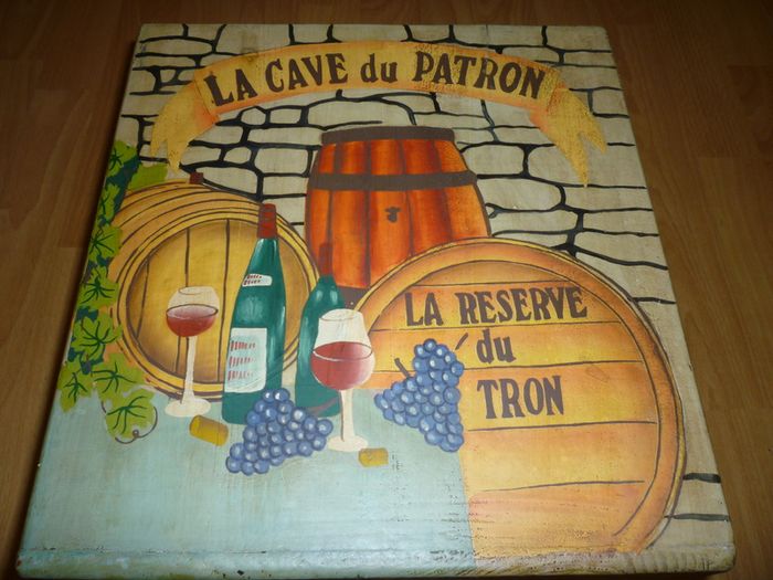 Wine rack Wooden Storage Box Crate Hand Painted. Vintage