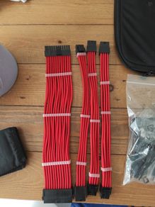 Red braided PSU cable extension set