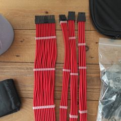 Red braided PSU cable extension set