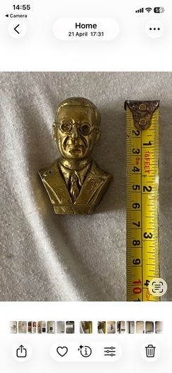Vintage brass bust  of Eamon de Valera, 1882 - 1975, an Irish president and political leader