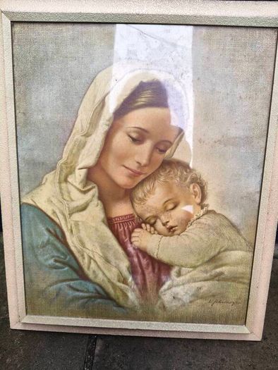 Vintage Madonna &Child Framed Picture