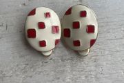 Vintage French Enamel Clip on Earrings