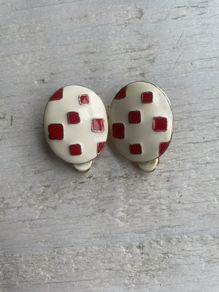 Vintage French Enamel Clip on Earrings