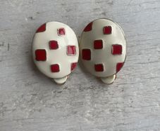 Vintage French Enamel Clip on Earrings