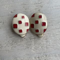 Vintage French Enamel Clip on Earrings