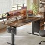 Electric Height Adjustable Desk 180 x 80 cm XL Vintage Brown Image 2