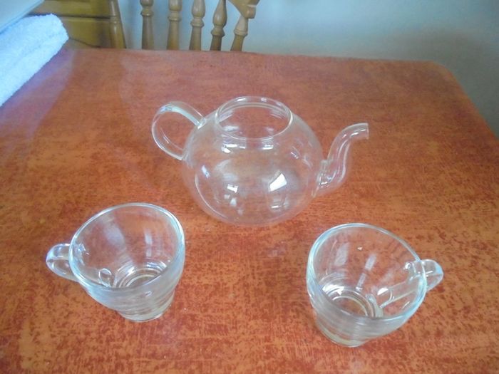 Glass Tea Pot & Cups x 2 for Sale