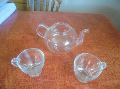 Glass Tea Pot & Cups x 2 for Sale