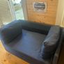 Small blue denim sofa bed Image 3