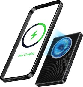 Ntaanoo Magnetic Power Bank, Wireless, Ultra-Slim 10000mAh, 20W PD Fast Charging Battery Pack, Inductive Charging