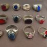Antique Lot of 15 Handmade Brass Rings Mixed Gemstone & Glass Designs Image 9