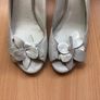Pedro Anton Spanish Leather Silver Block Heels Slingbacks Size 8 Image 3