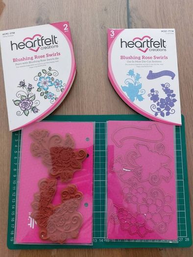 Heartfelt stamps and dies set- blushing rose swirls