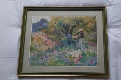 Framed Print 'Picking Flowers' by Mildred Anne Butler