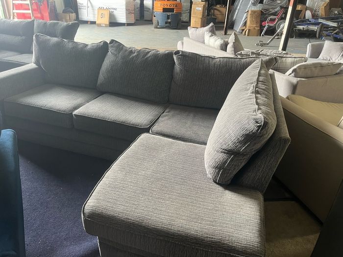 Grey corduroy corner sofa set