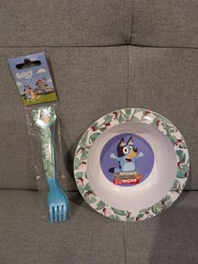 Bluey bowl and cutlery