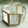 Vintage Hexagon Brass and glass-stained glass lid trinket box Image 4