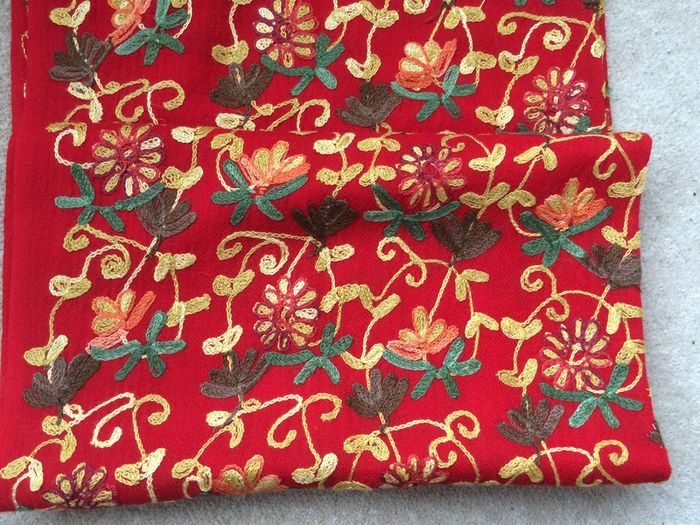 Chinese red embroidered scarf