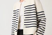 The White Company Wool Crew Neck Knitted Jacket/ Cardigan