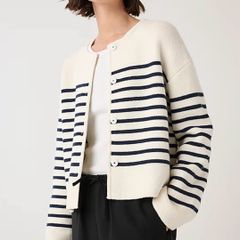 The White Company Wool Crew Neck Knitted Jacket/ Cardigan