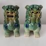 Two vintage Foo dogs in beautiful green glaze Image 2
