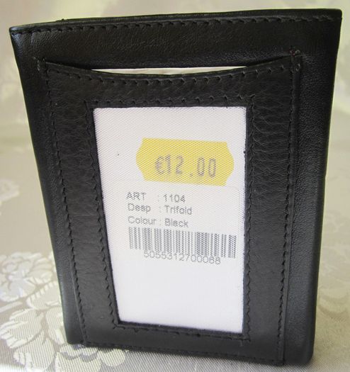 Black Quality Full Leather Trifold Credit Card & Photo Holder Wallet 1104