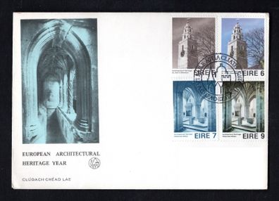 1975 Ireland European Architectural Heritage Year Commemorative Stamp Illustrated Harp Addressed First Day Cover (FDC)