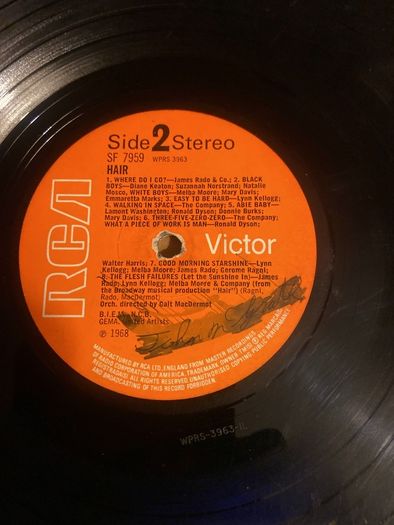 Vinyl LP of the musical "Hair"