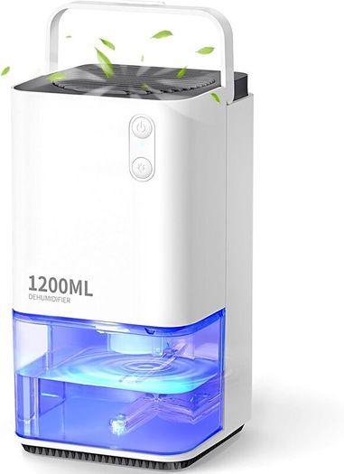 1200ml Electric Dehumidifier with Ultra Quiet & Auto Shut off 7 Colorful LED Portable Mini Dehumidifier for Wardrobe, Bathroom, Closet, RV, Bedroom, Garage - White