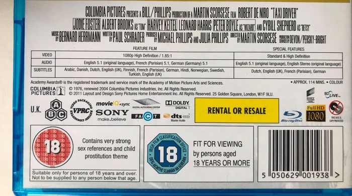 Taxi Driver (35th Anniversary Edition) Martin Scorsese Film [1976] Robert De Niro, Jodie Foster, Cybill Shepherd, Harvey Keitel, Peter Boyle, Leonard Harris & Albert Brooks [Blu-ray Movie]