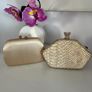 Gold satin hardshell diamond clutch bag with chain - BNWT Rrp 69.99 Image 2