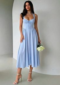 Shein baby blue Spaghetti Strap Midi Dress With Bowknot size XS