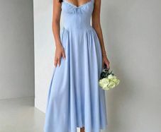 Shein baby blue Spaghetti Strap Midi Dress With Bowknot size XS