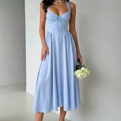 Shein baby blue Spaghetti Strap Midi Dress With Bowknot size XS