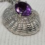 Sterling silver Victorian Shield Inspired Moroccan Amethyst , White Zircon Pendant with Chain (Size 20) in Rhodium Sterling Silver 1.880 Ct. Image 4
