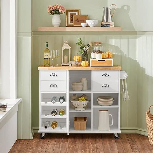 Kitchen  island The  Ultimate Contemporary Kitchen Island Storage Cabinet with Wheels Multifunctional
