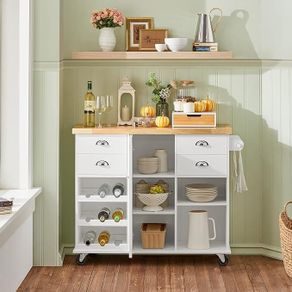 Kitchen  island The  Ultimate Contemporary Kitchen Island Storage Cabinet with Wheels Multifunctional