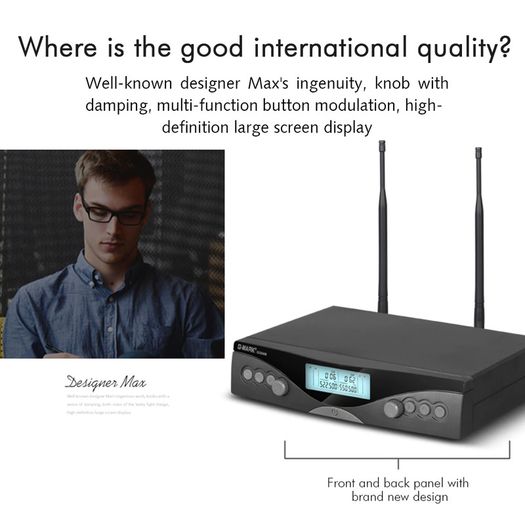 Wireless Microphone G-MARK G320AM Professional UHF 2 Channels Karaoke Mic Handheld Automatic Frequency Adjustable 100M