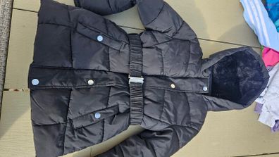 Black fur lined coat