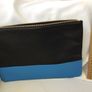 Medium Size  Fashionable Black and Blue Moss Copenhagen Twotone Leather Clutch Bag Image 5