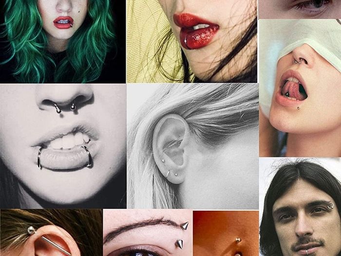 60Pcs Professional Piercing Kit 316L Stainless Steel Nose Ring Horseshoe Lip Tongue Eyebrow Rook Septum Tragus Cartilage Body Piercing Ear Navel Rings Barbells (FREE POSTAGE)
