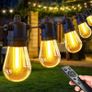 Outdoor Festoon Lights Mains Powered - 100ft/30m Outside String Lights 30+2 S14 LED Dimmable Bulbs with Remote, IP65 Waterproof for Patio Gazebo Pergola Garden Backyard (FREE SHIPPING) Image 2