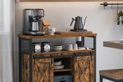 Sideboard, Kitchen Cabinet, Storage Cabinet with 2 Sliding Doors, 33 x 100 x 80 cm, Adjustable Shelves, for Living Room, Cloud White/Honey Brown